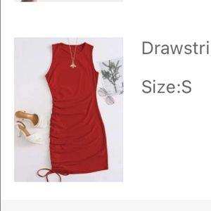 Drawstring Side Rib-Knit Bodycon Dress